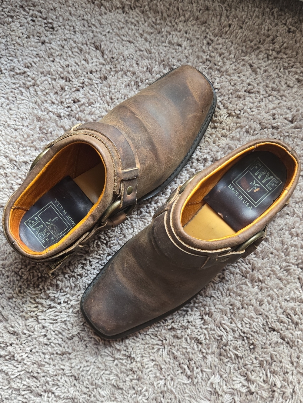 Frye Brown Leather Boots with Buckle Detail